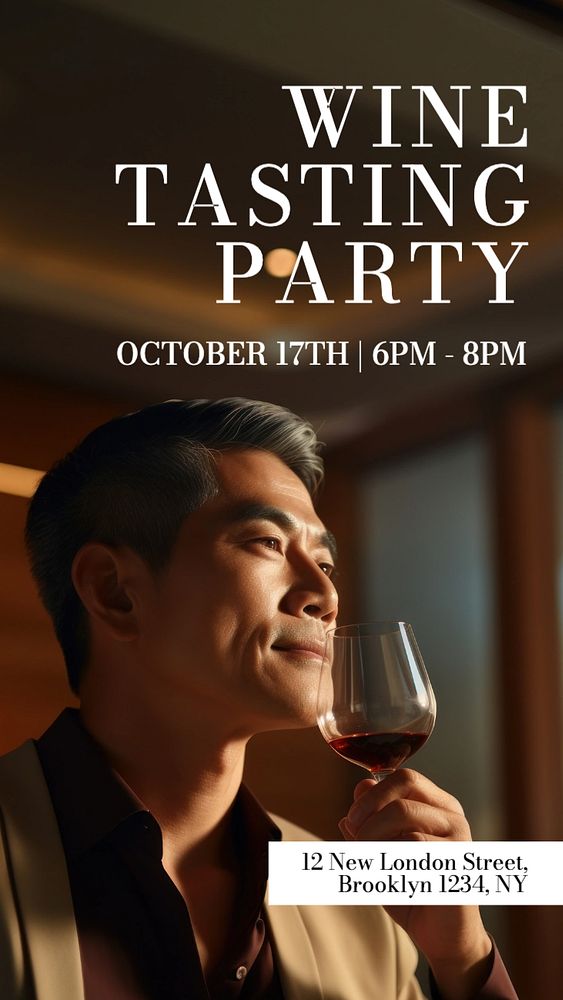 Wine tasting party Instagram story template, editable text