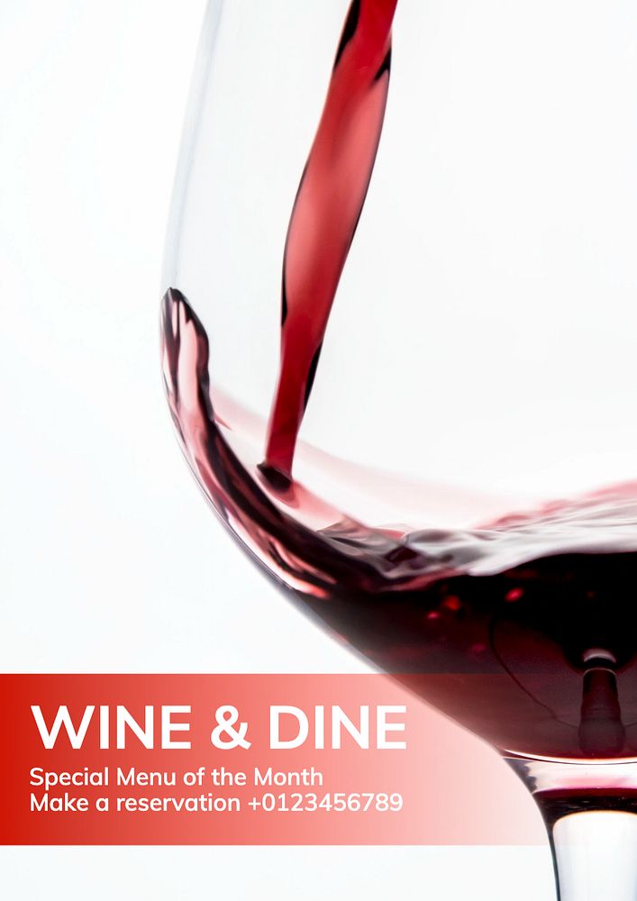 Wine & dine poster template, editable text and design