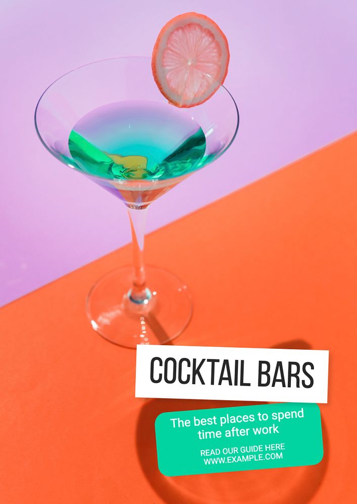 Cocktail bar poster template, editable text and design