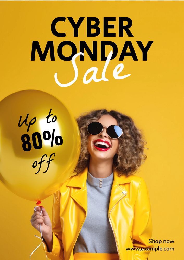 Cyber Monday sale poster template, editable text and design