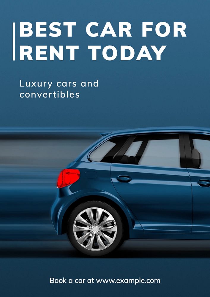 Car rental poster template, editable text and design