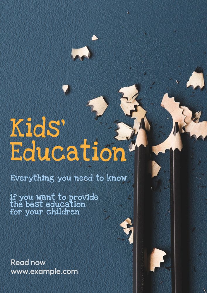 Kids education poster template, editable text and design