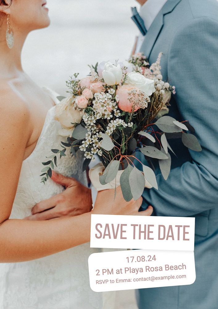 Save the date poster template, editable text and design