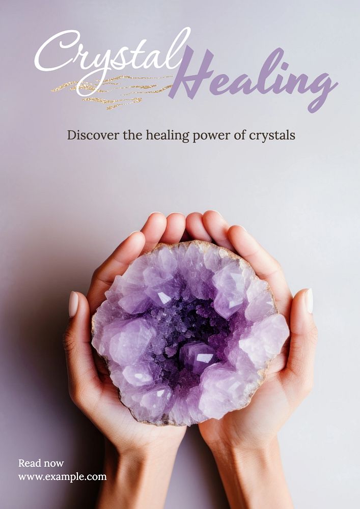 Crystal healing poster template, editable text and design