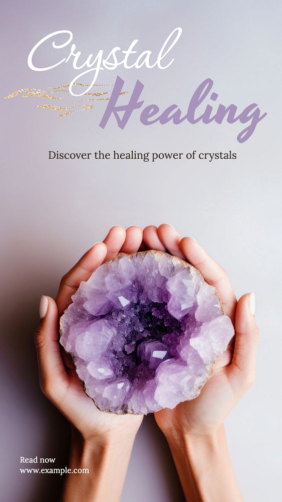 Crystal healing Instagram post template, editable text