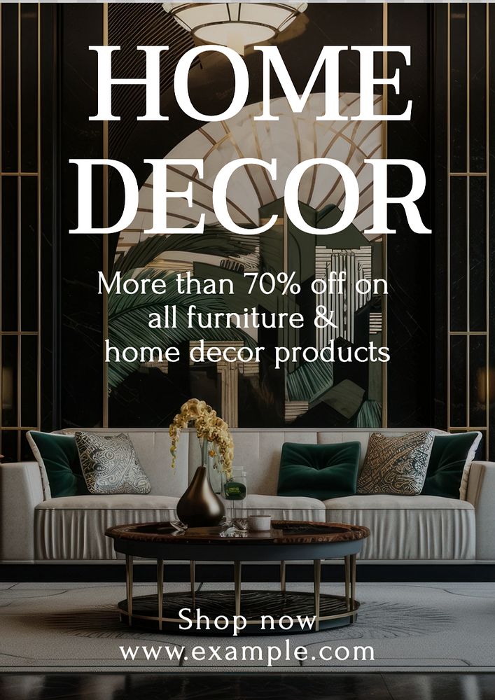 Home decor poster template, editable text and design