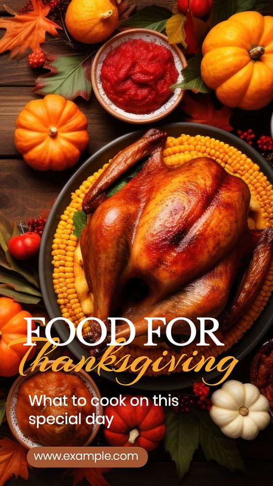 Thanksgiving food Instagram story template, editable text