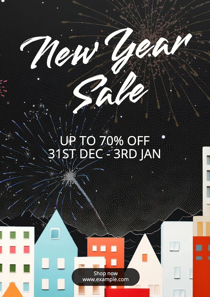 New Year sale poster template, editable text and design