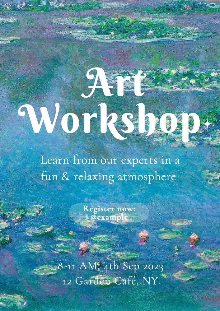 Art workshop poster template, editable text and design