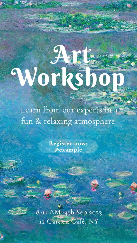 Art workshop Instagram story template, editable text