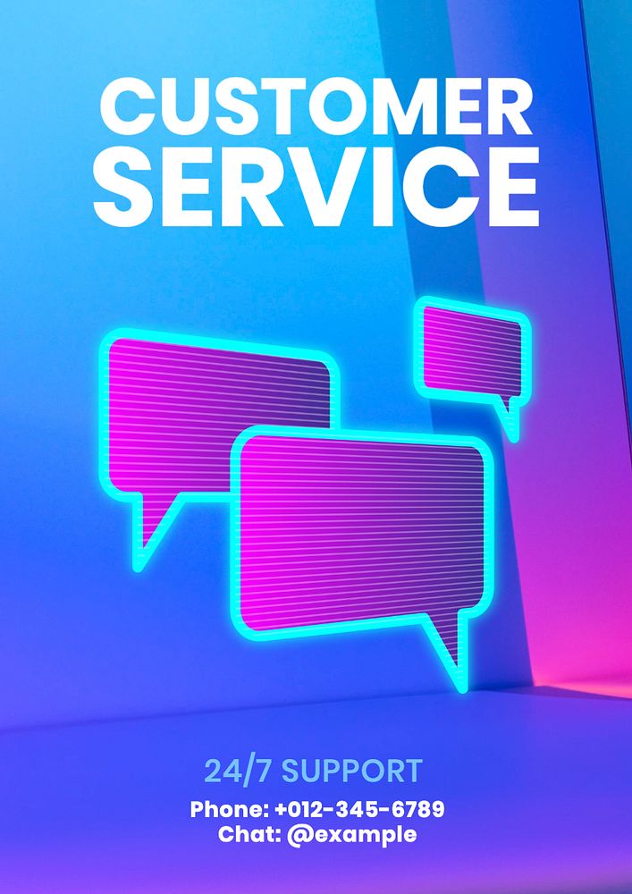 Customer service poster template, editable text and design