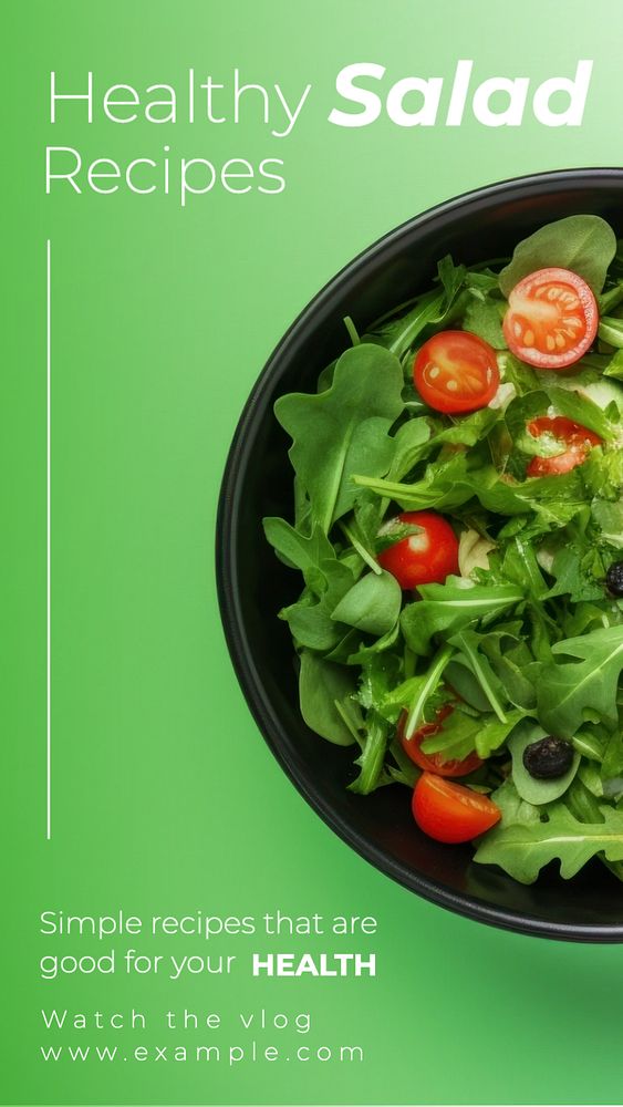 Healthy salad recipes social story template, editable Instagram design