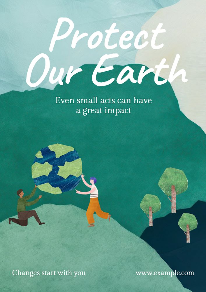 Protect our Earth poster template, editable text and design