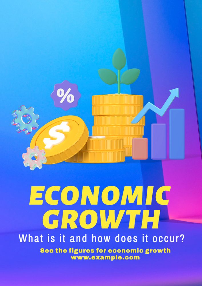 Economic growth poster template, editable text and design