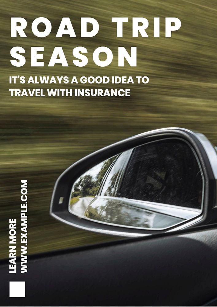 Road trip insurance poster template, editable text and design