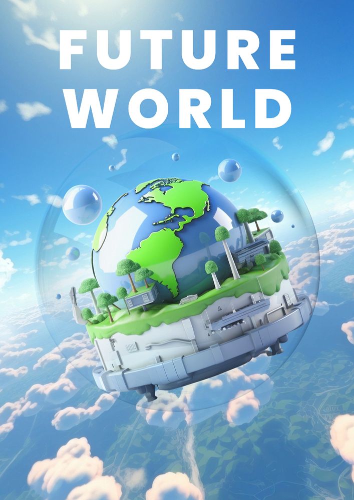 Future world poster template, editable text and design