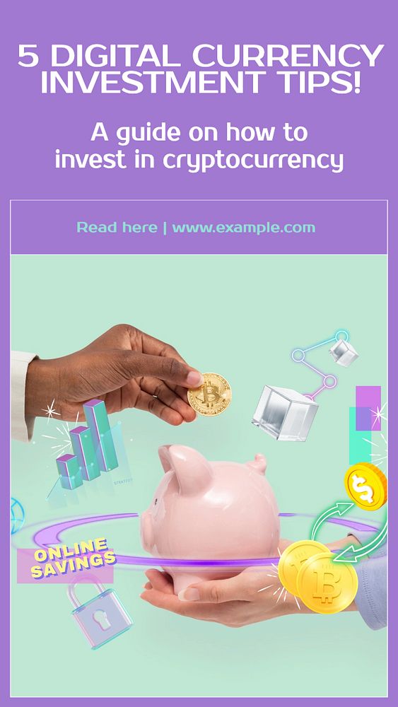 Digital currency investment social story template, editable Instagram design