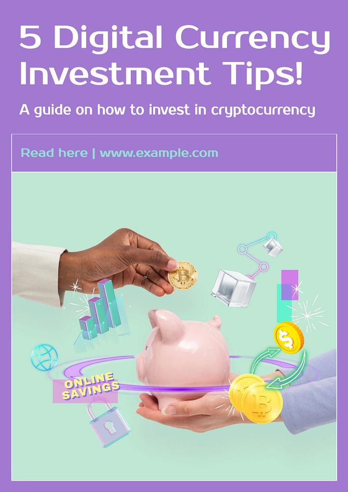 Digital currency investment poster template, editable text and design