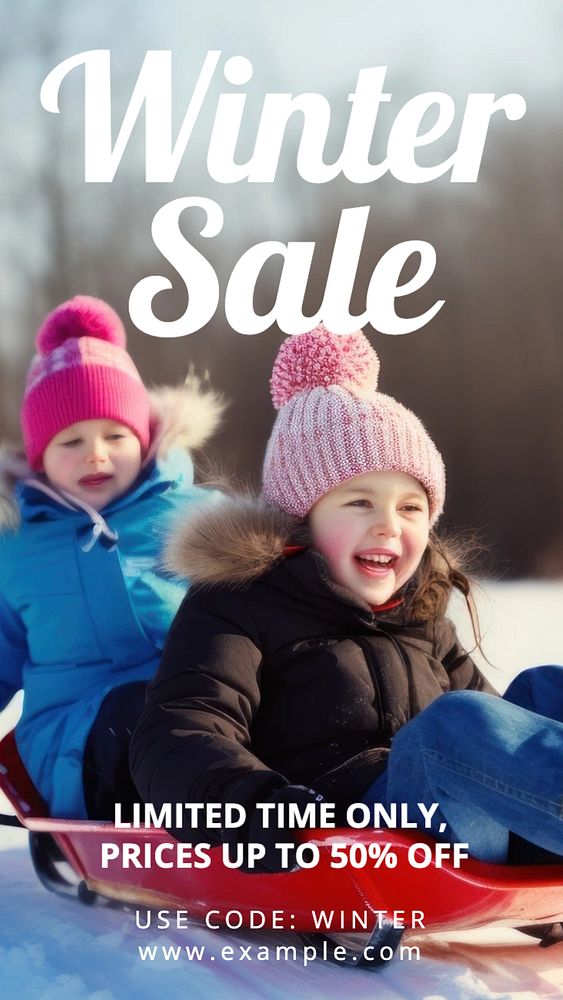 Winter sale Instagram story template, editable text