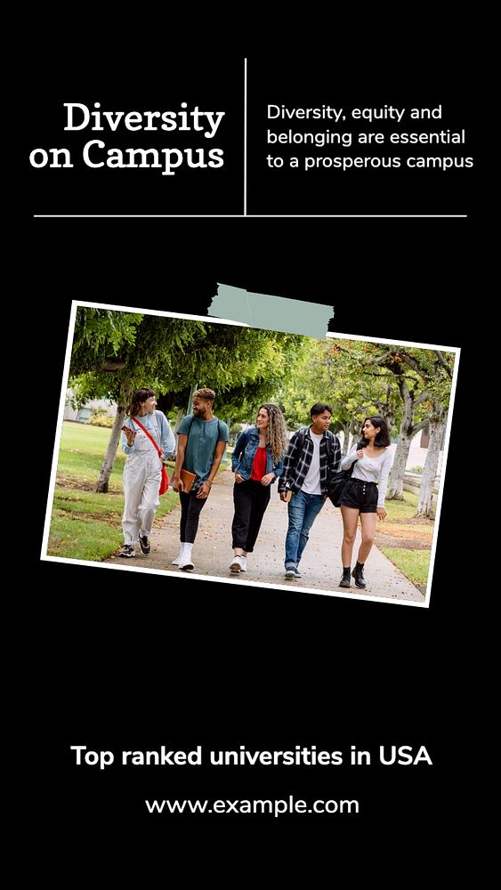 Diversity on university campus social story template, editable Instagram design