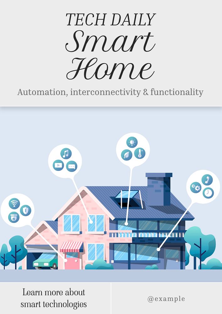 Smart home poster template, editable text and design