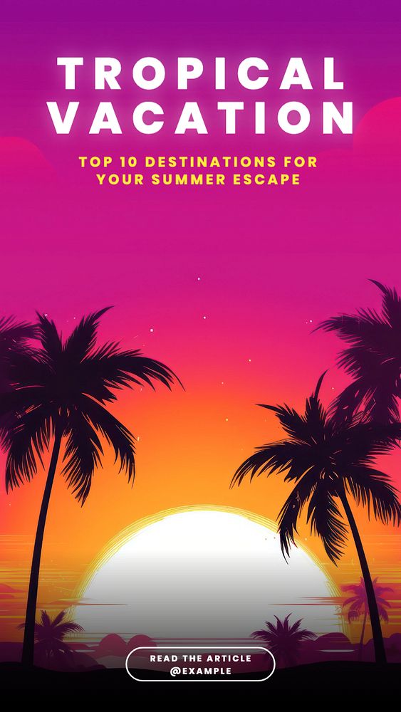 Tropical vacation Instagram story template, editable text