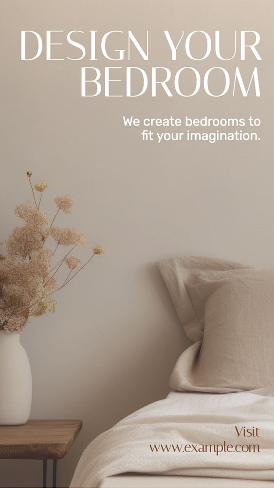 Bedroom design Instagram story template, editable text