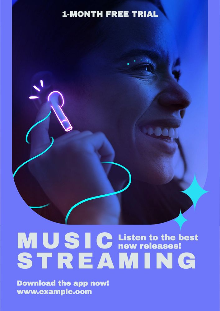 Music streaming poster template, editable text and design