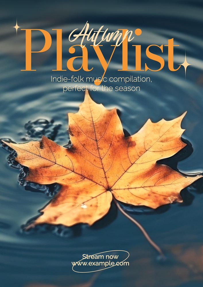 Autumn playlist poster template, editable text and design