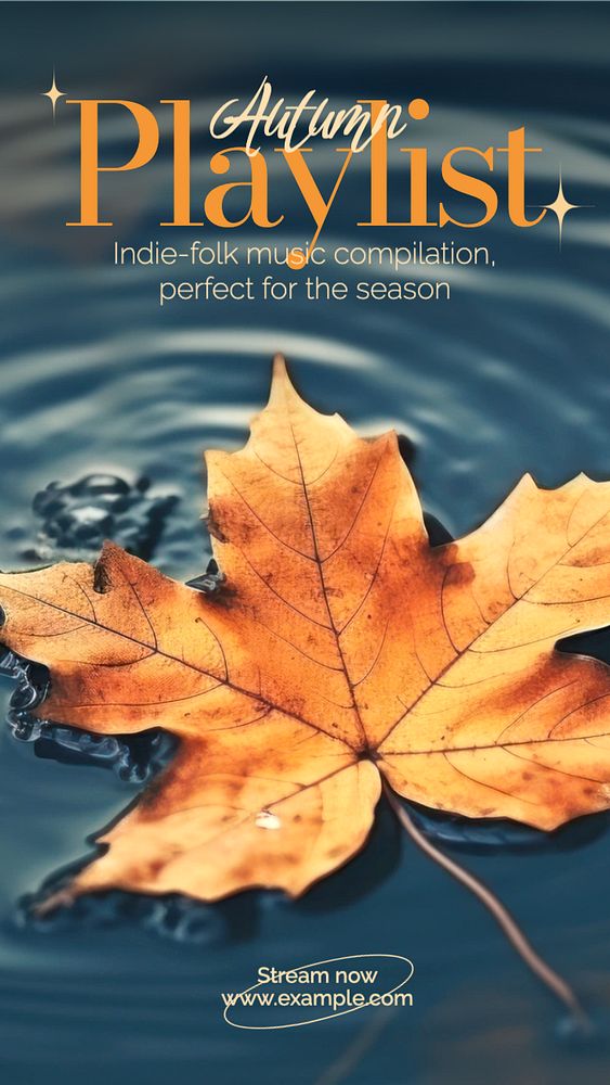 Autumn playlist Instagram story template, editable text