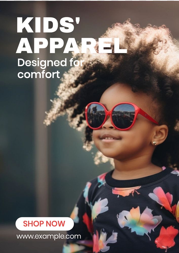 Kids apparel poster template, editable text and design