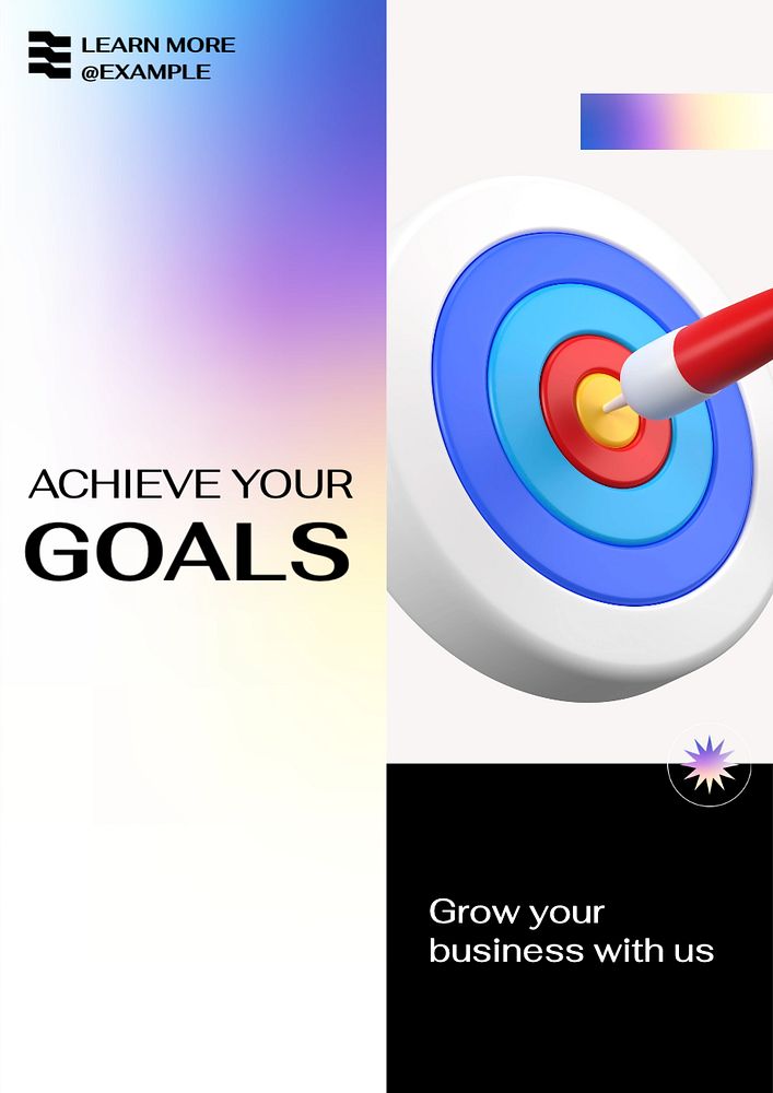 Achieve business goals poster template, editable text and design