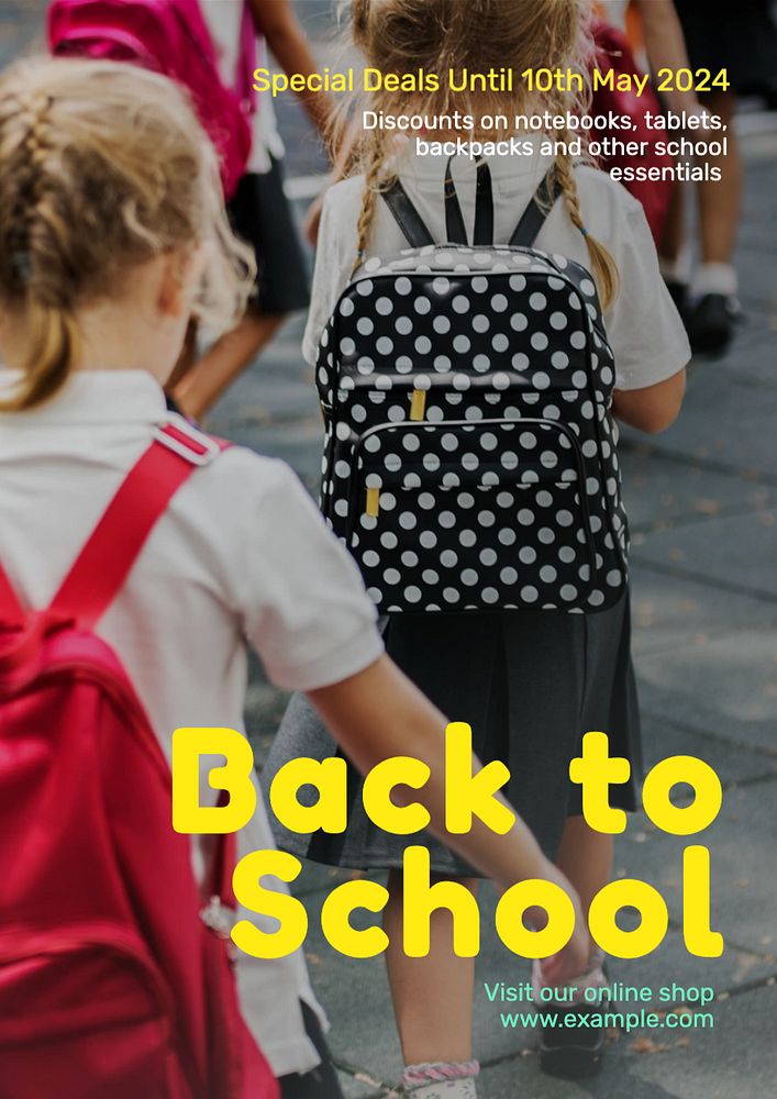 Back to school sale poster template, editable text and design