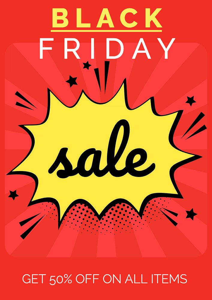 Black Friday sale poster template, editable text and design
