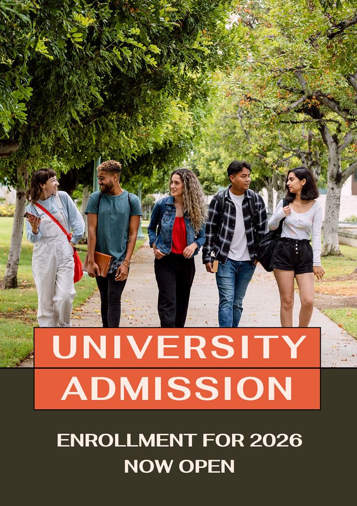 University admission poster template, editable text and design