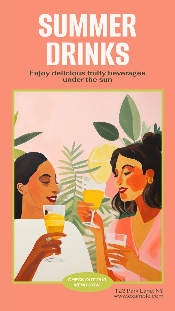 Summer drinks Instagram story template, editable text