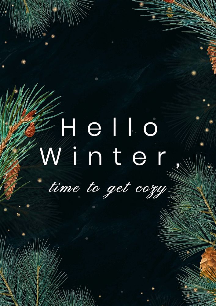 Hello winter poster template, editable text and design