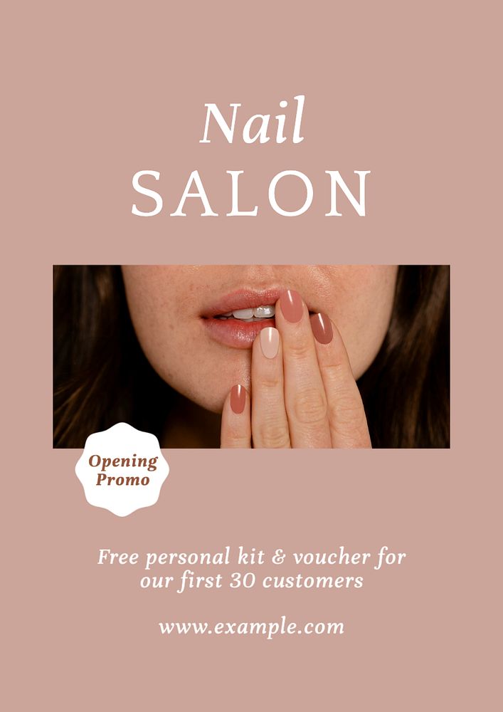 Nail salon poster template, editable text and design