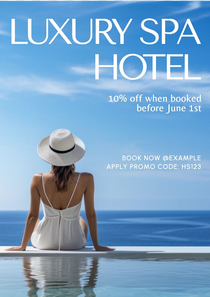 Luxury spa hotel editable poster template