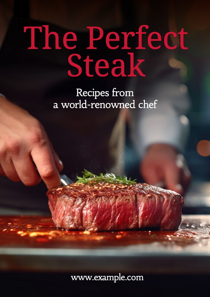 Steak recipe poster template, editable text and design