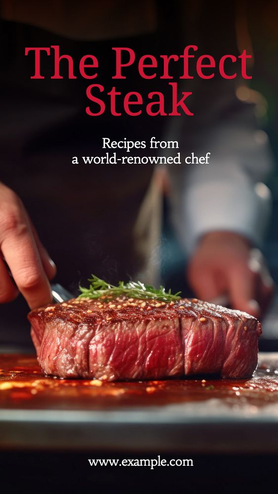 Steak recipe Instagram story template, editable text