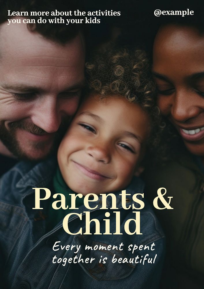 Parents & child poster template, editable text and design