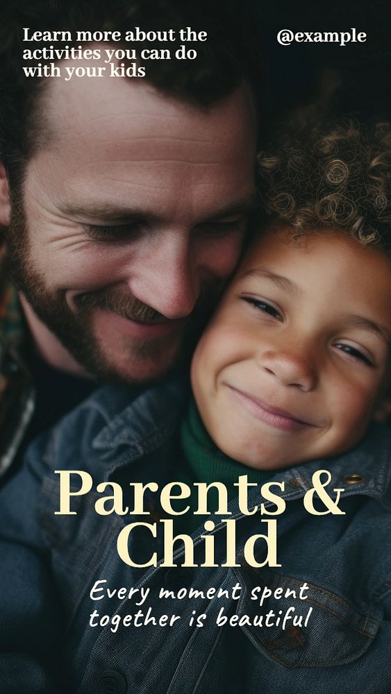 Parents & child Instagram story template, editable text