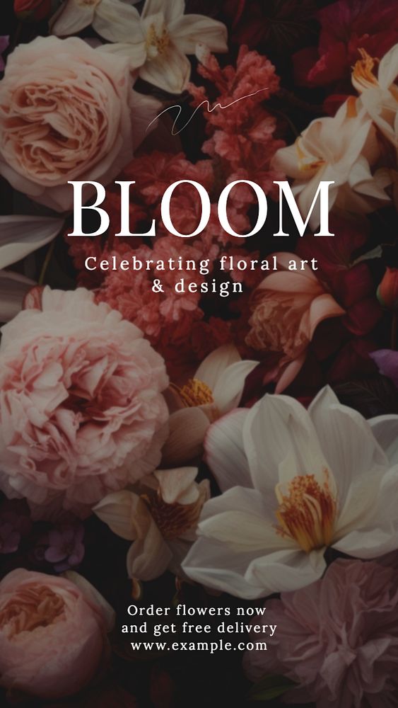 Bloom Instagram story template, editable text