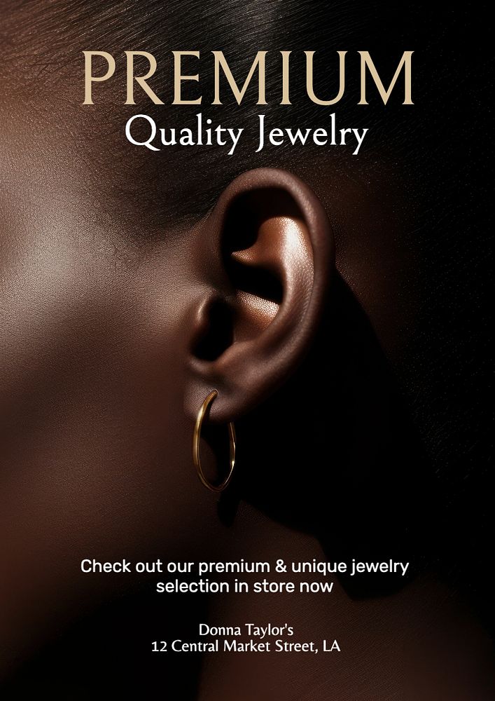 Premium jewelry poster template, editable text and design