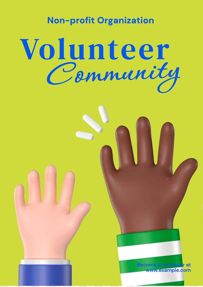 Volunteer community poster template, editable text and design