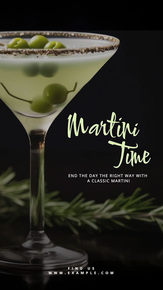 Martini time Instagram story template, editable text