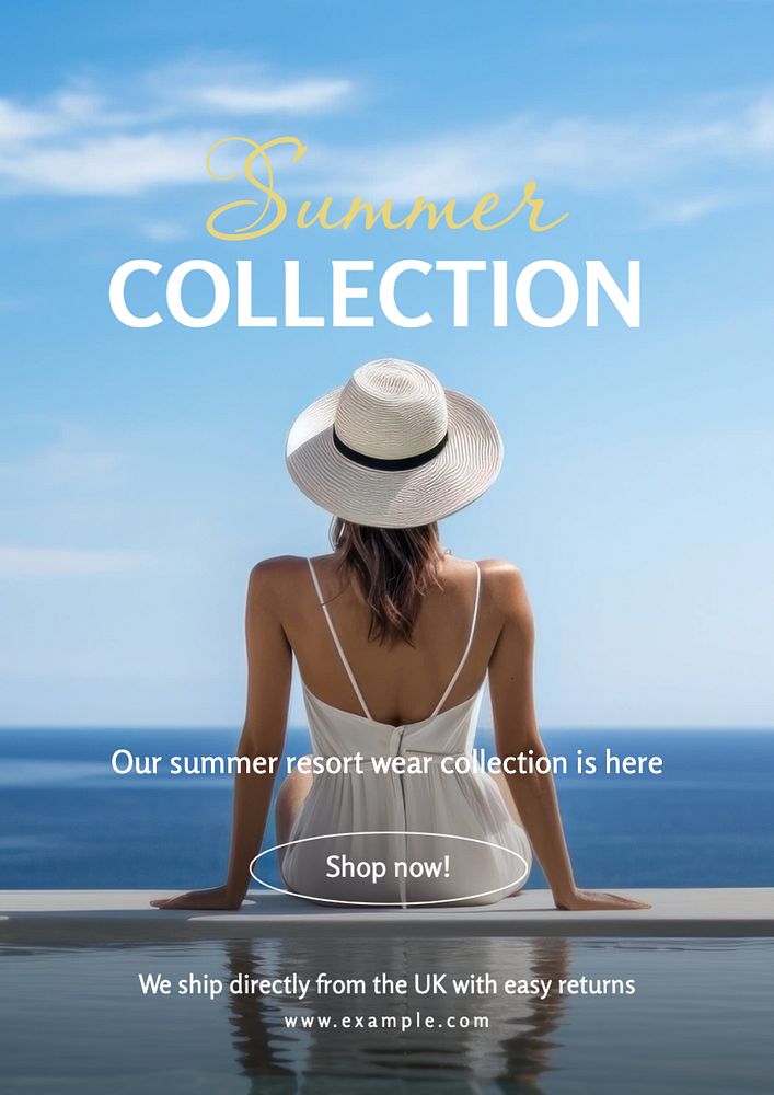 Summer collection poster template, editable text and design