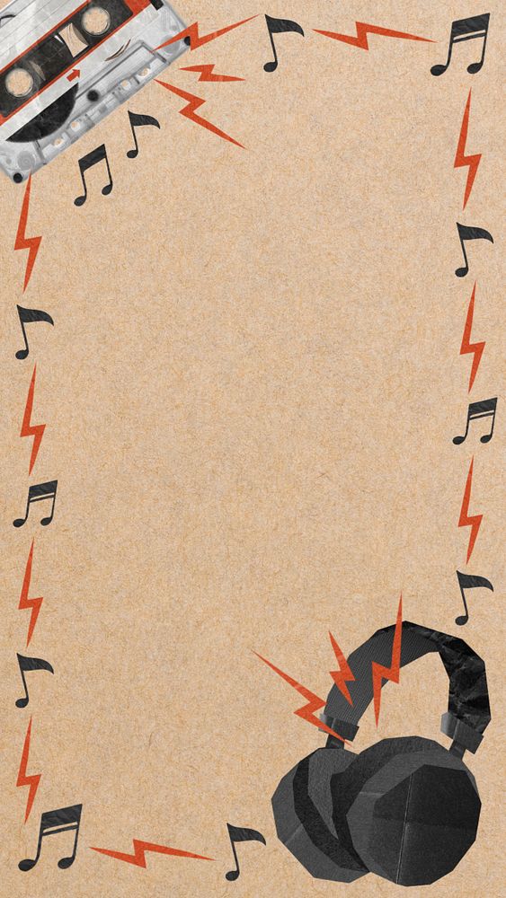 Headphones frame iPhone wallpaper, editable design