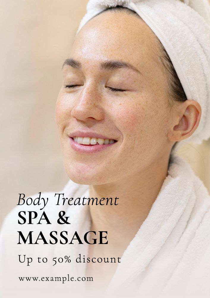 Spa & massage poster template, editable text and design